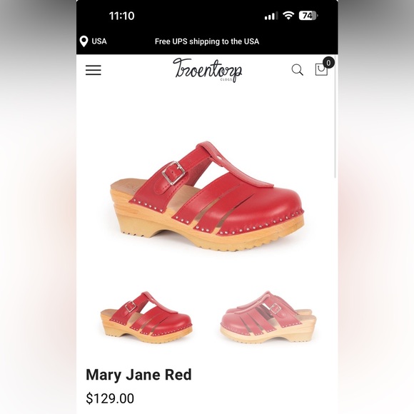 Troentorps red Mary Jane clog size 37 - Picture 3 of 7